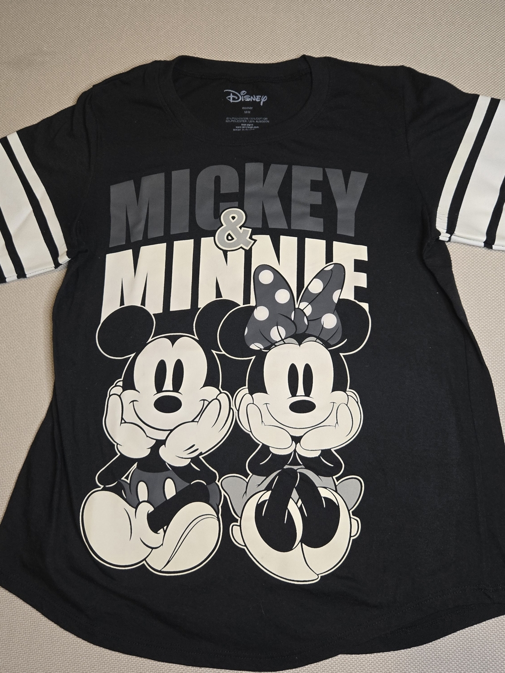 Mickey & Minnie Mouse Black White Disney Women's Medium T-Shirt Classic
